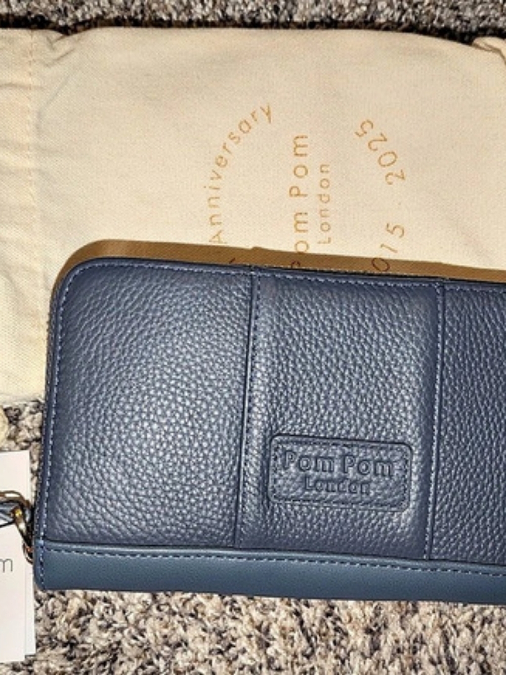 Pom London Chelsea Wallet Purse Blue Zip Wallet NWT